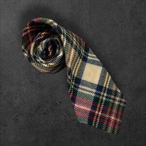 Vintage Rooster Ruffler Men's Holiday Tartan Plaid 100% Wool Professional Tie